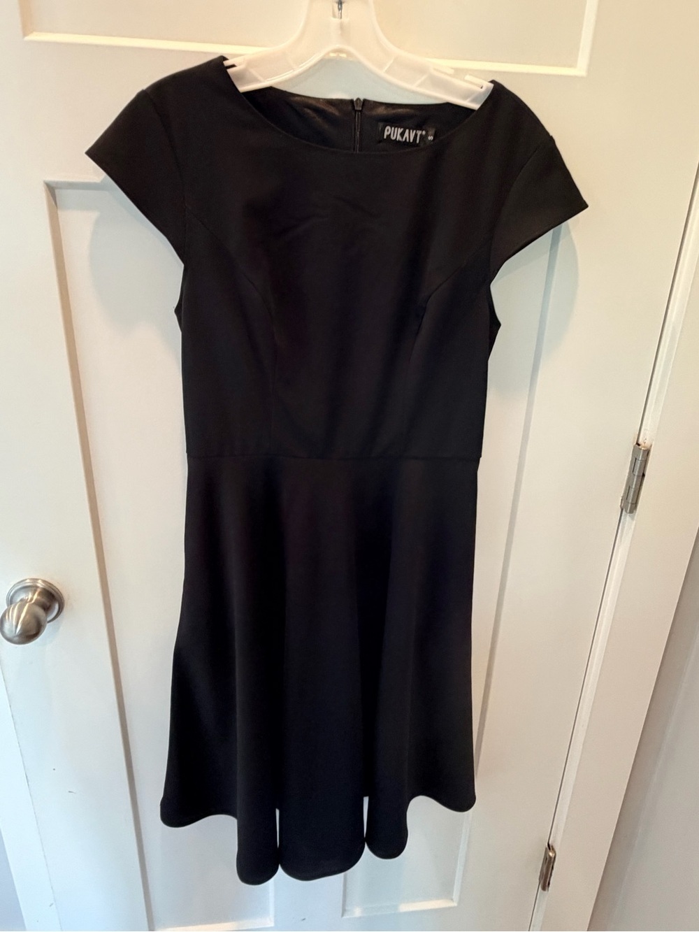 PUKAVT Black Fit & Flare Skater Dress Small Cap Sleeve